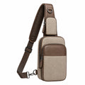 Mochila Bandolera de Pecho para Hombre con Múltiples Compartimentos Beige y Marrón