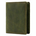 Cartera vertical unisex color verde con múltiples compartimentos