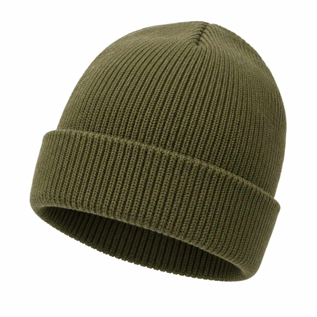 Gorro de Invierno Acanalado Verde Oliva