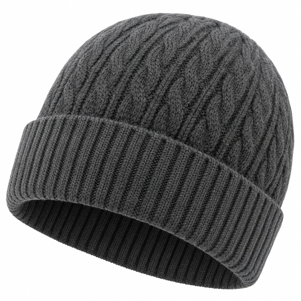 Gorro de Punto Trenzado Gris Oscuro para Adultos