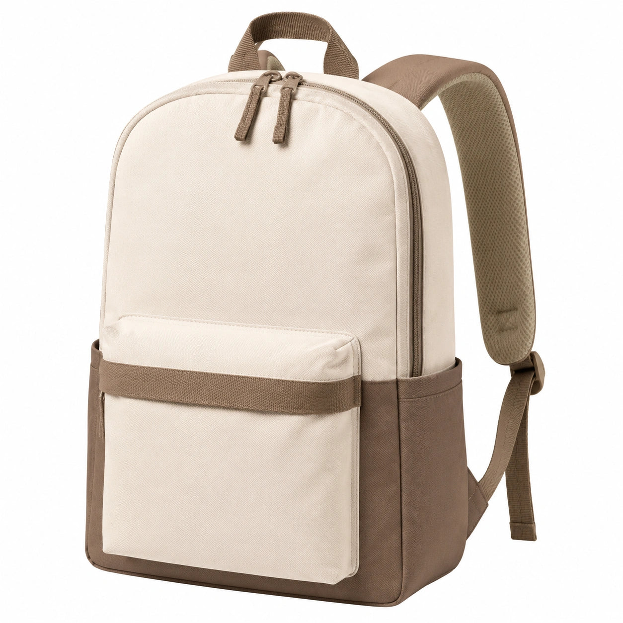 Mochila Escolar Impermeable Beige/Marrón con Gran Capacidad