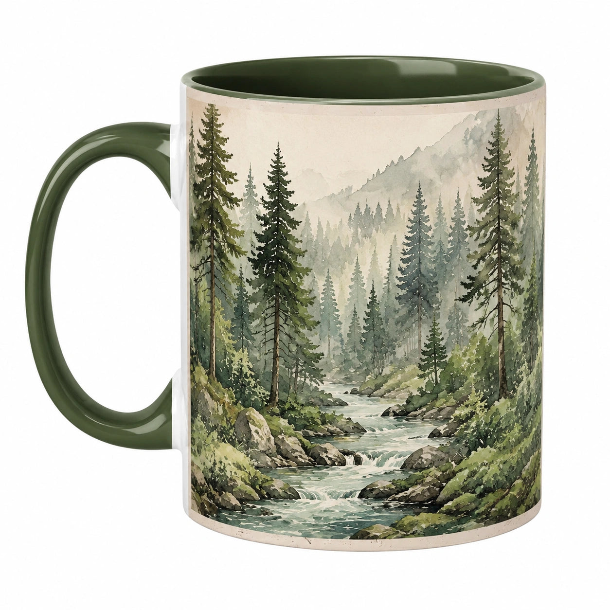 Taza de Cerámica con Paisaje Natural 350ml Verde