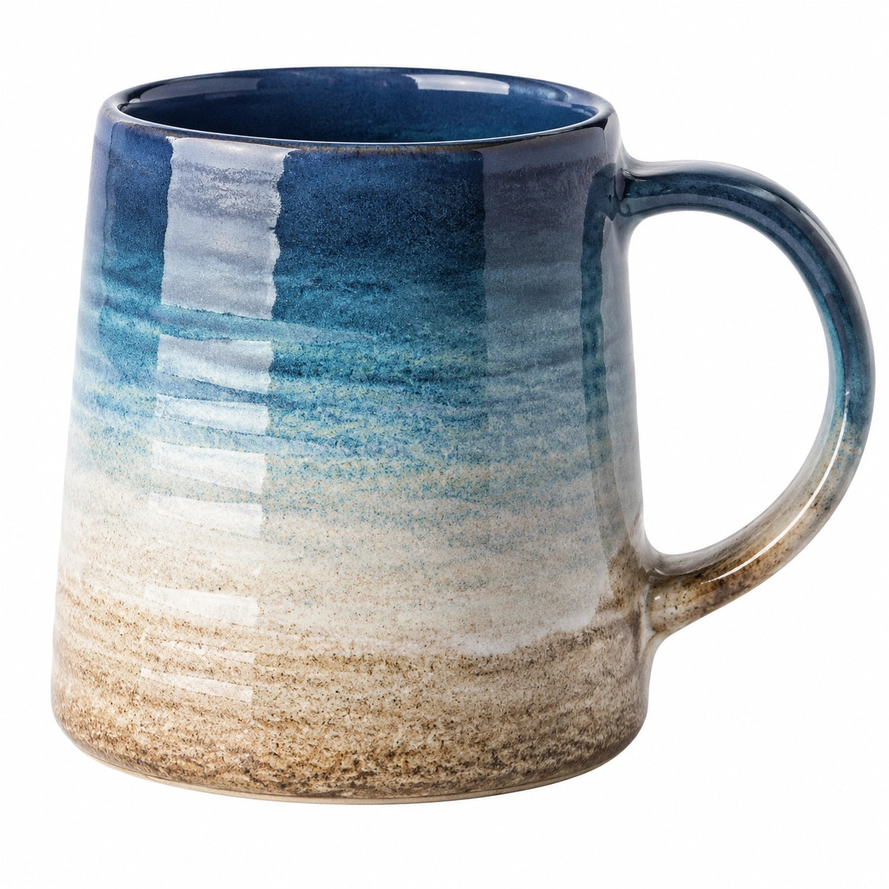 Taza de cerámica con diseño degradado azul y marrón 350ml