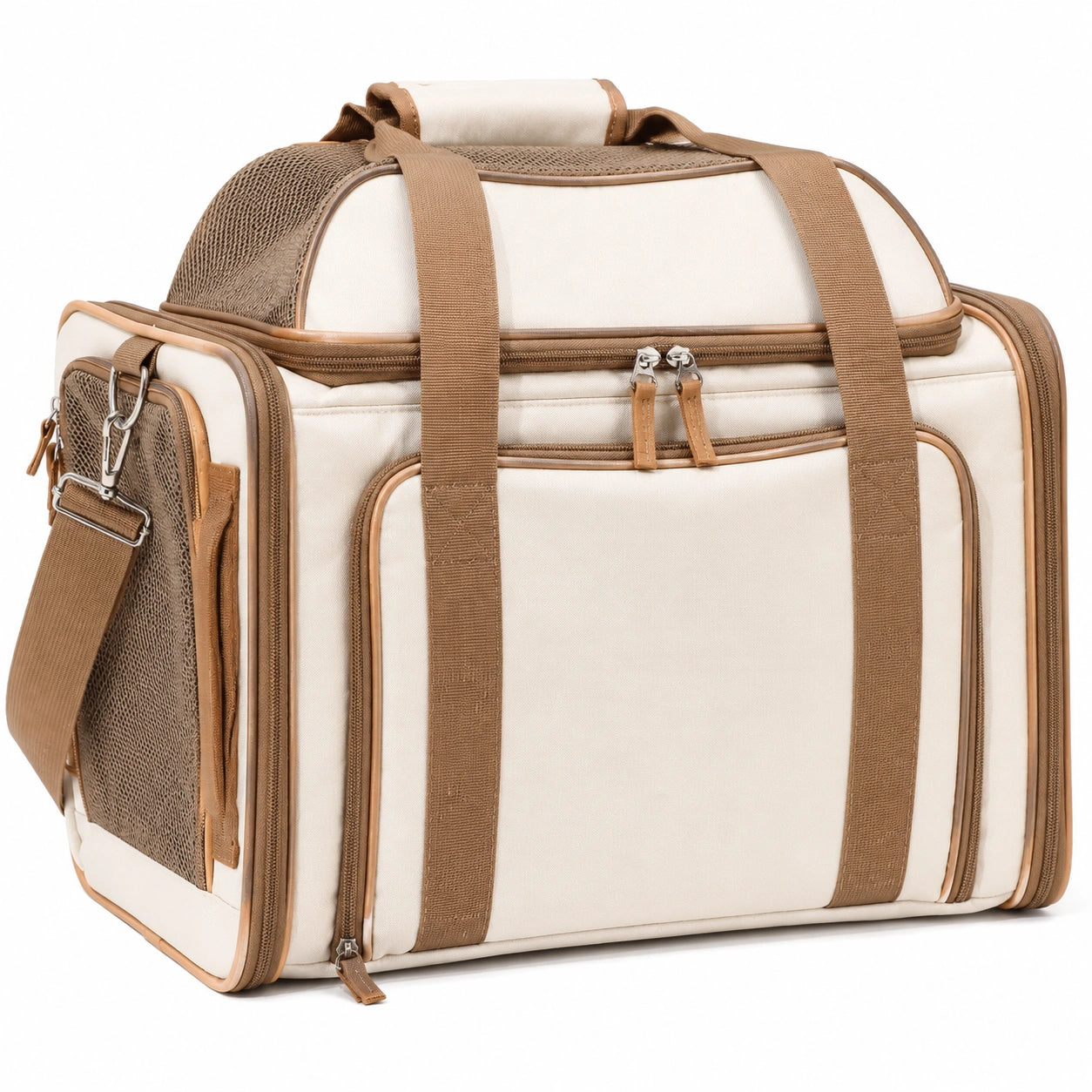 Bolso de Transporte para Mascotas Pequeñas Beige y Marrón