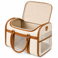 Bolsa de Transporte para Mascotas Beige y Marrón con Cremallera